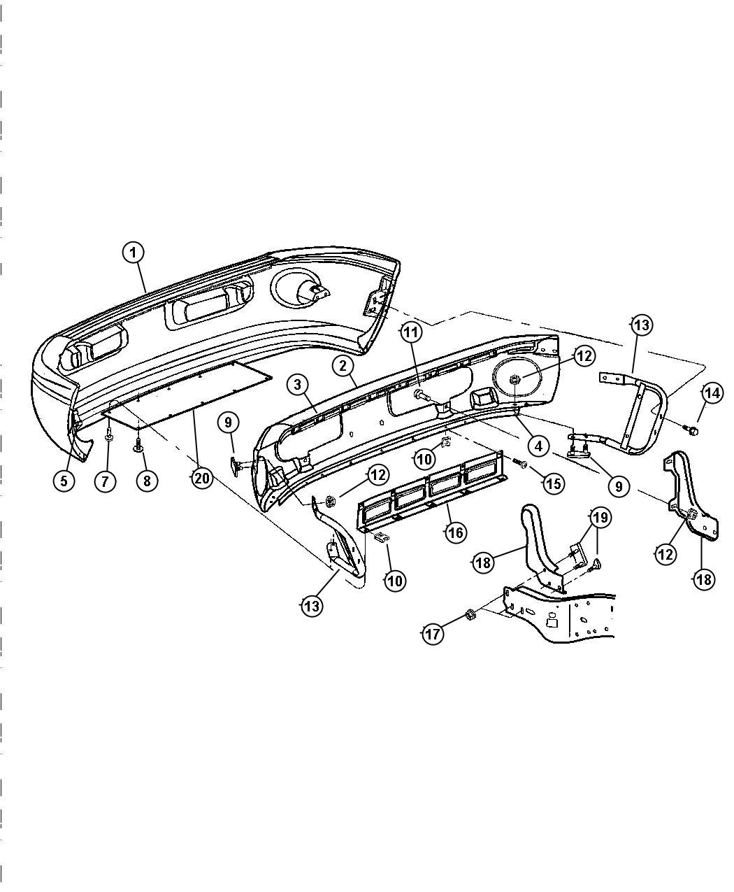 Diagram Bumper Front Sport. for your 2008 Dodge Ram 1500   