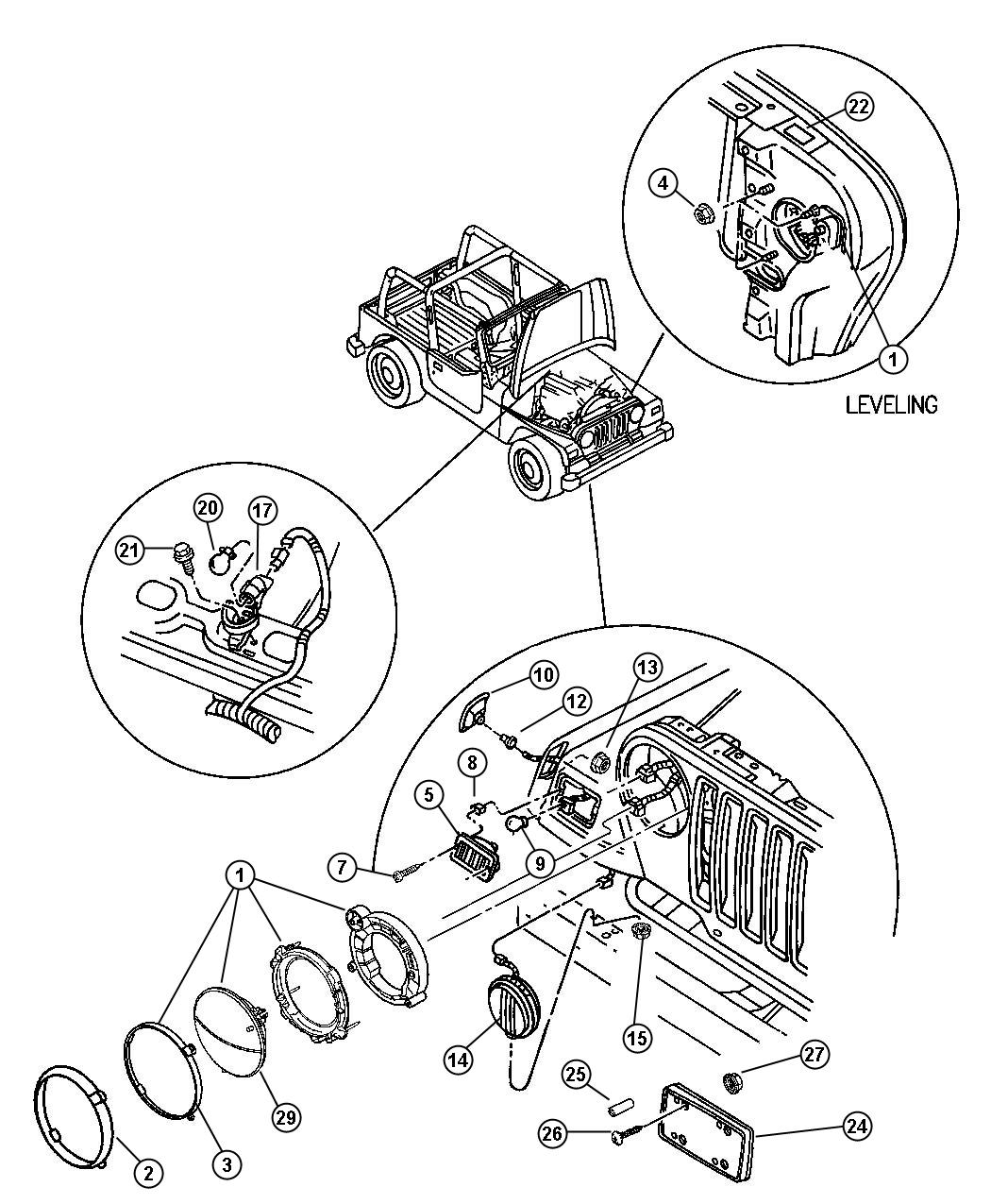 Diagram Lamps--Front. for your 2011 Jeep Wrangler   