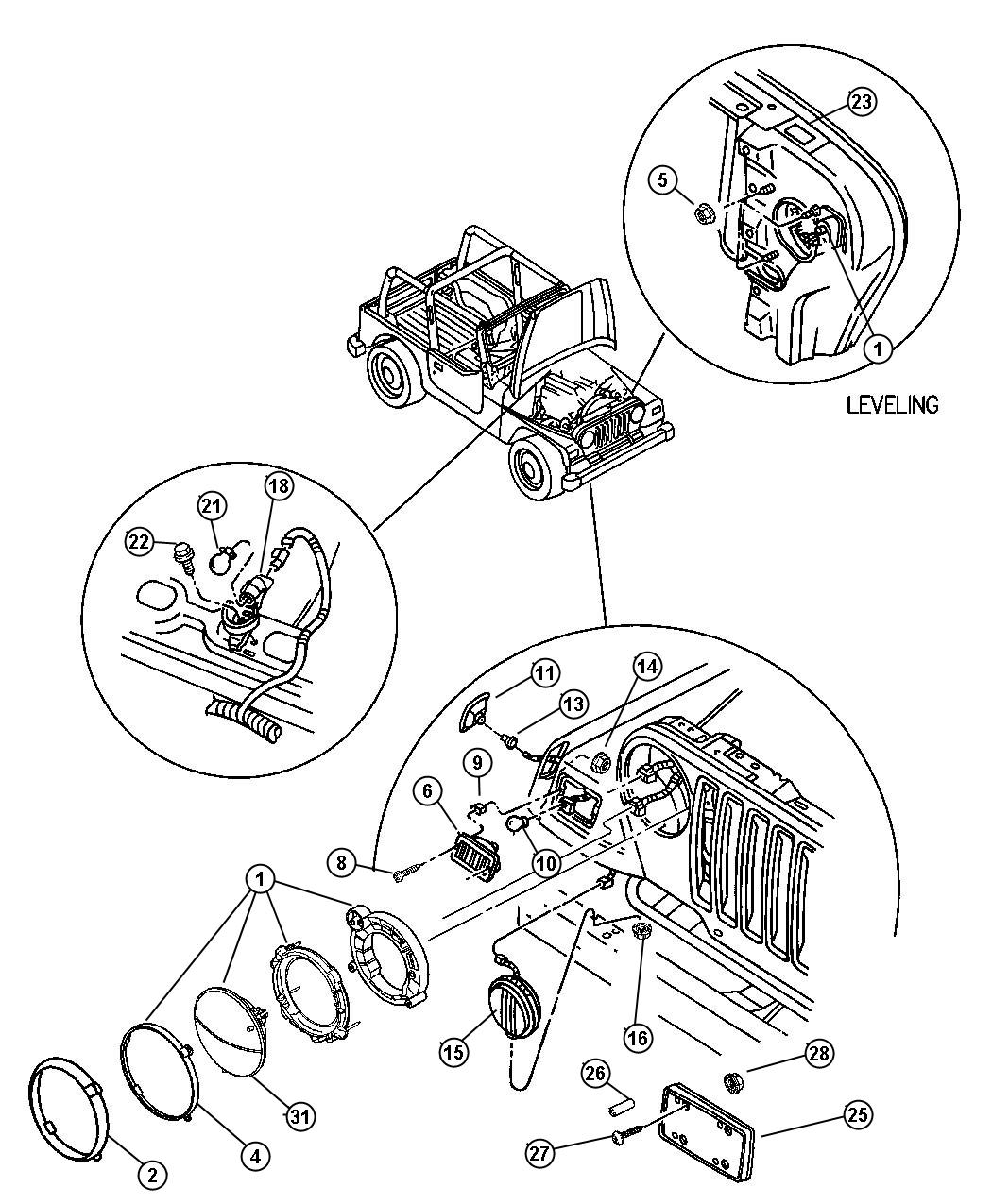 Diagram Lamps--Front. for your Jeep Wrangler  