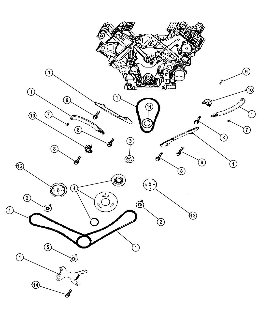 Diagram Timing Chain and Guides, 4.7 (EVA). for your Dodge