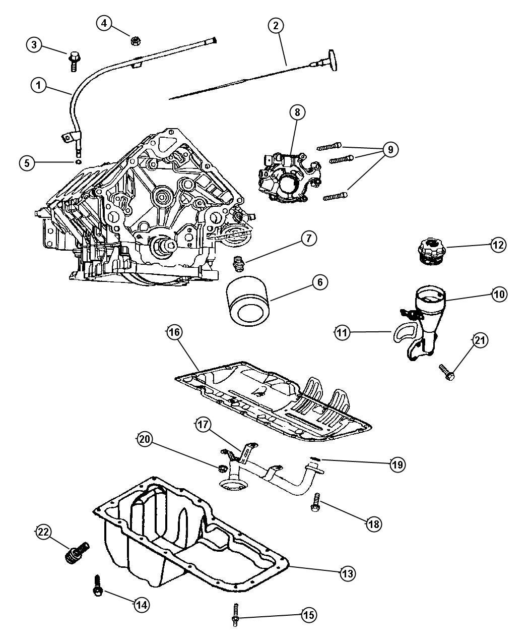 Diagram Engine Oiling, 4.7 (EVA). for your Dodge