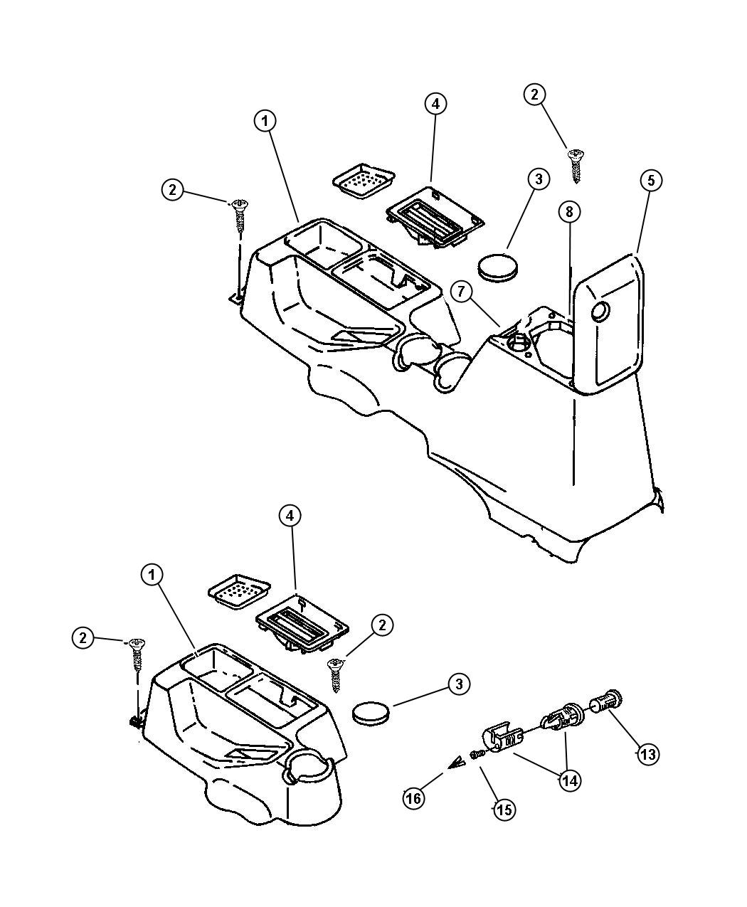 Diagram Consoles Full and Mini. for your Jeep Gladiator  