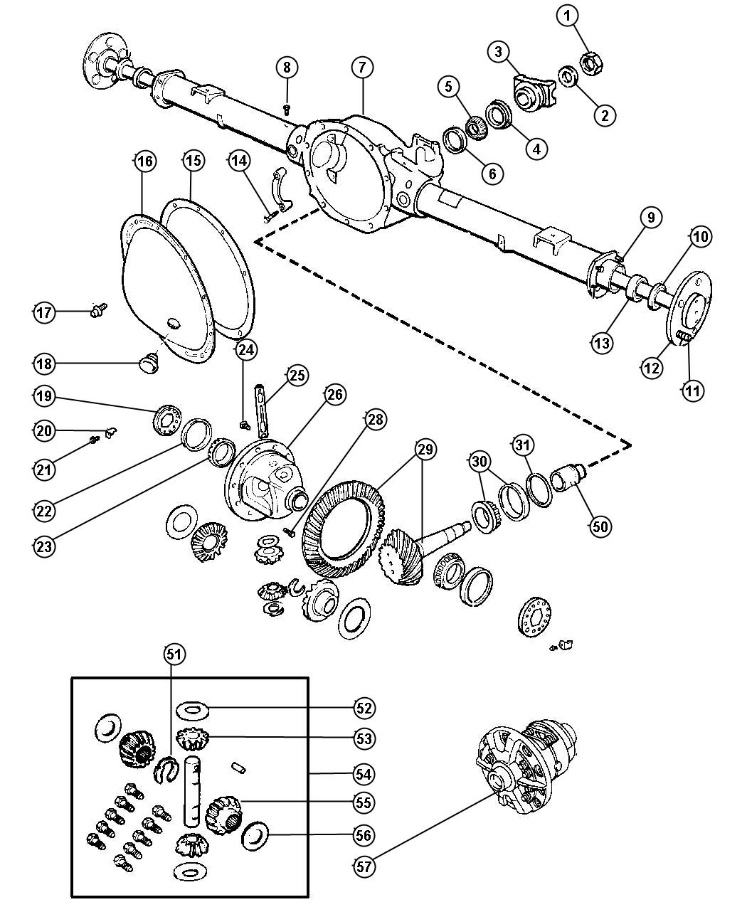 Diagram Axle,Rear,with Differential and Carrier,Chrysler Model 9.25. for your 2008 Dodge Ram 5500   