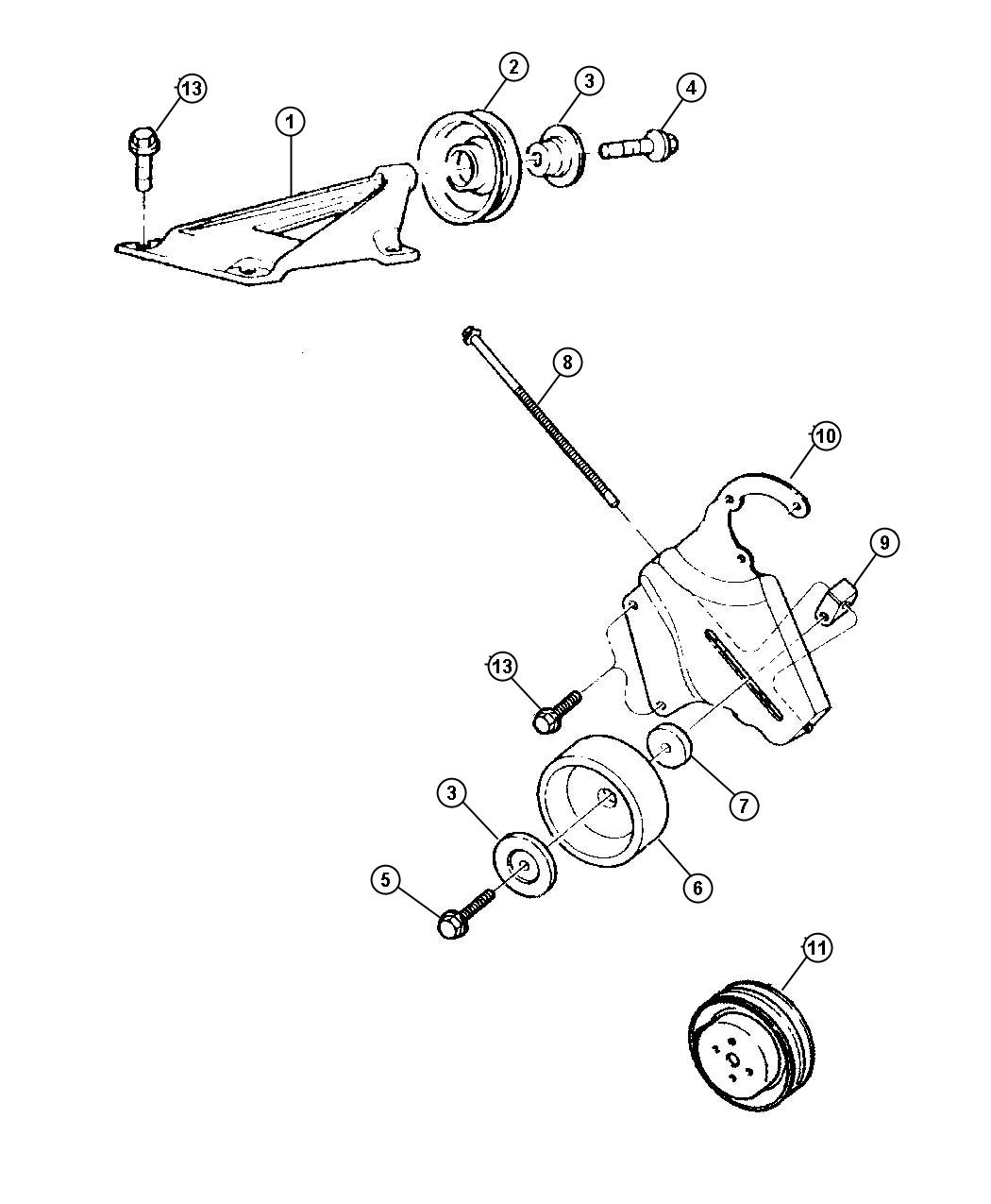 Drive Pulleys, 4.0L Engine, LHD. Diagram