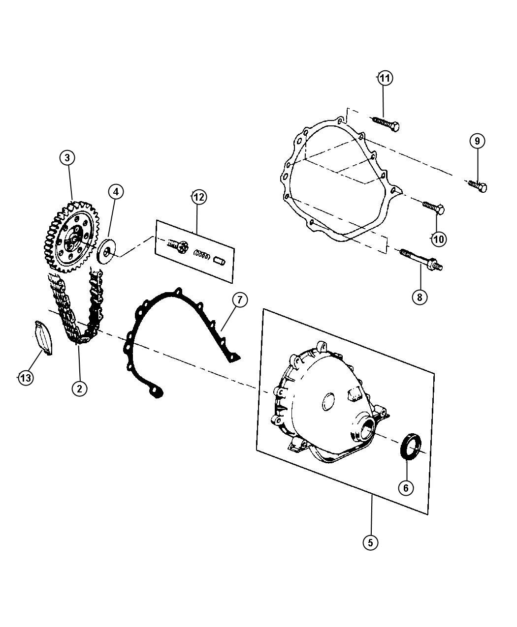 Diagram Timing Cover (ERH). for your 1999 Chrysler 300  M 