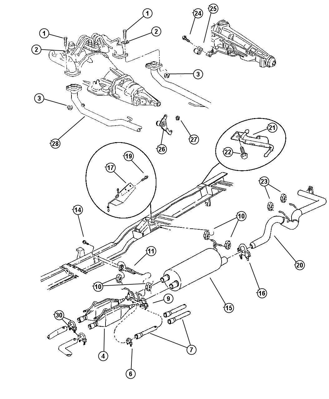 Diagram Exhaust System, 5.9L (EMM), 8.0L (EWA). for your 2010 Dodge Ram 3500   