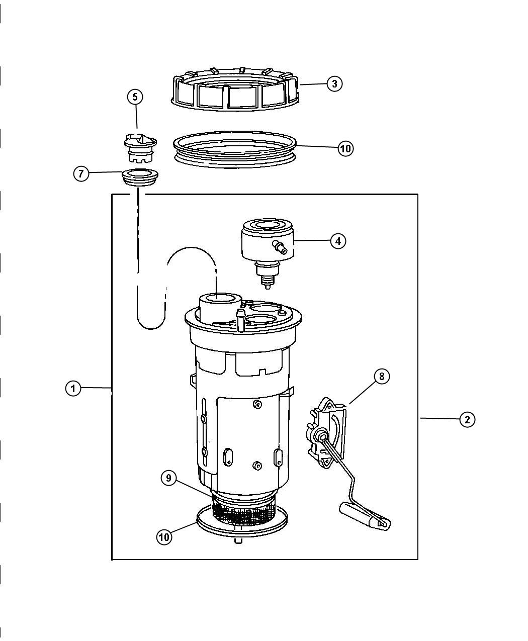 Diagram Fuel Module, 5.2L (ELF), 5.9L Light Duty (EML), 5.9L Heavy Duty (EMM), 8.0L (EWA), 5.9L Diesel (ETC,. for your Dodge Ram 2500  