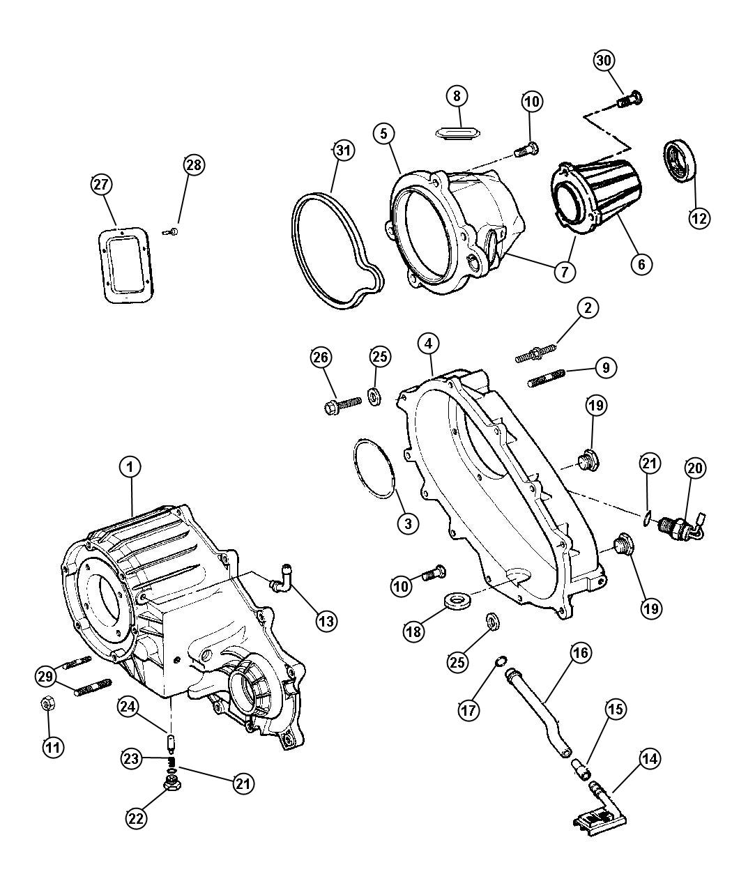 Diagram Case and Related Parts [TRANSFER CASE- SHIFT-ON-THE-FLY, 241][TRANSFER CASE-SHIFT-ON-THE-FLY,241HD] Shift on the Fly. for your Dodge Ram 3500  