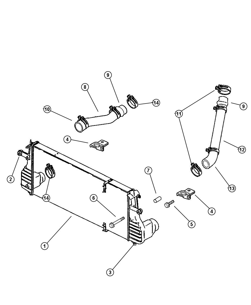 Diagram Charge Air Cooler System, 5.9L Diesel (ETC,ETH). for your 2003 Dodge Ram 3500 SLT QUAD CAB 5.9L HO Cummins Turbo Diesel M/T 4X4 