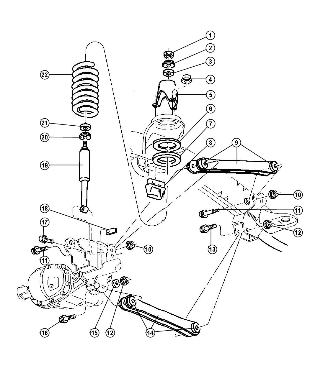 Diagram Upper and Lower Control Arms,Springs and Shocks,BE 6,7,8. for your 2016 Dodge Dart   