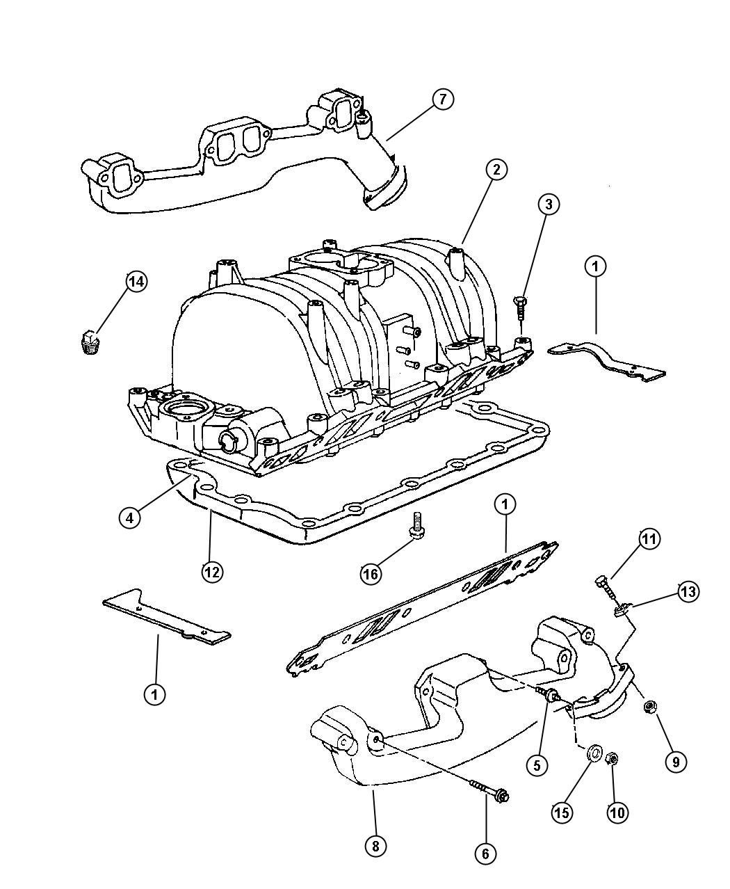 Diagram Manifold, Intake and Exhaust, 5.9L (EML,EMM). for your 2001 Dodge Ram 3500   