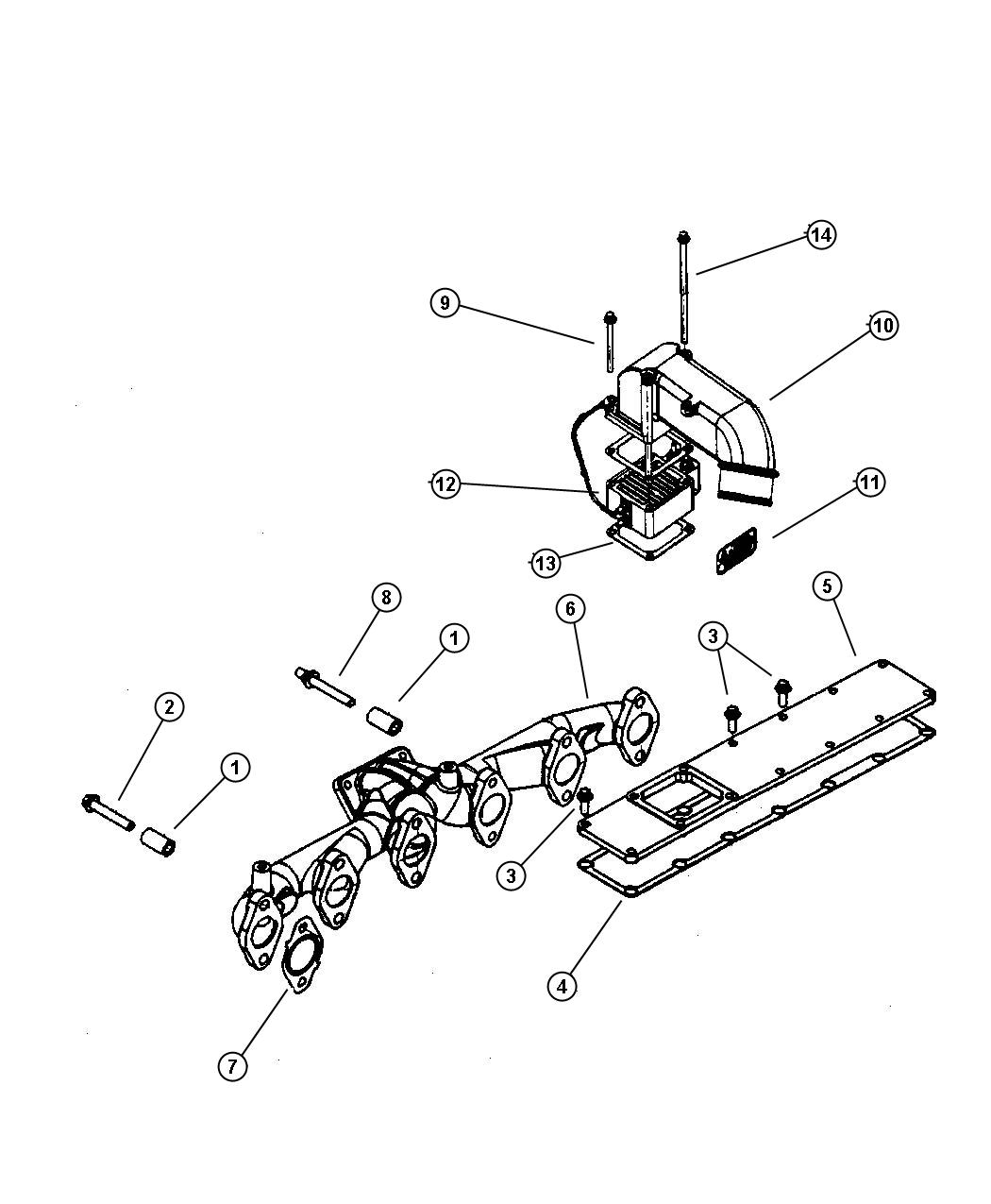 Diagram Manifold, Intake and Exhaust. for your Dodge Ram 2500  