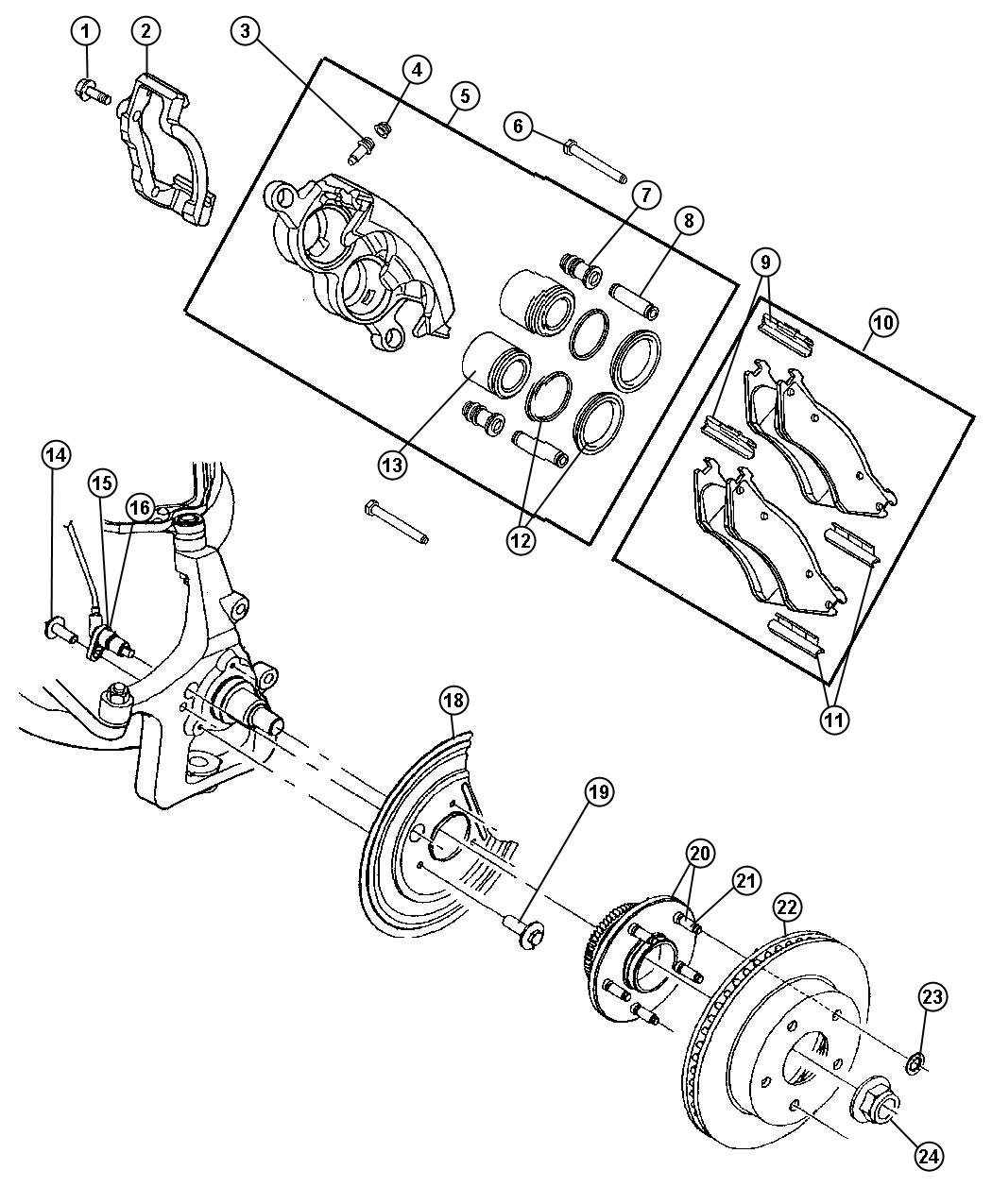 Diagram Brakes,Front,BE 1,6. for your Dodge Ram 1500  