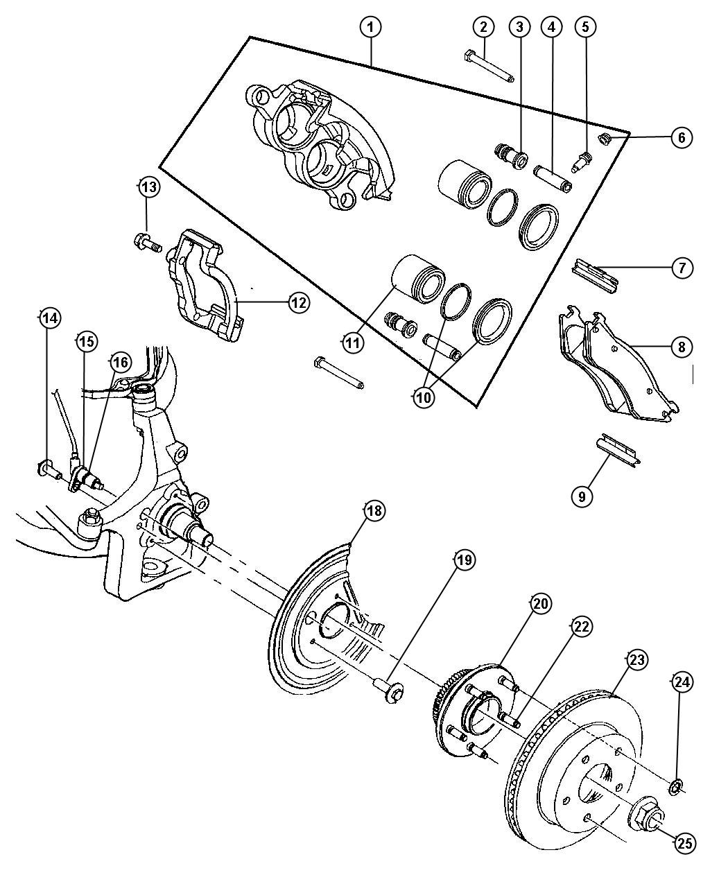 Diagram Brakes,Front,BE 1,6. for your Dodge Ram 1500  