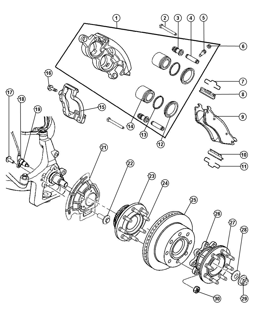 Diagram Brakes,Front,BE 2,3,7,8. for your Dodge Ram 2500  