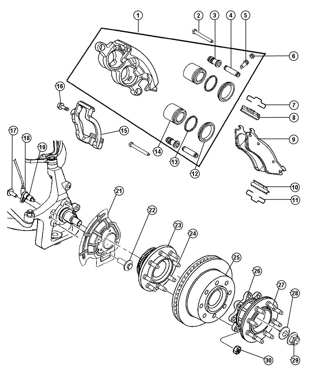 Diagram Brakes,Front,BE 2,3,7,8. for your Dodge Ram 2500  