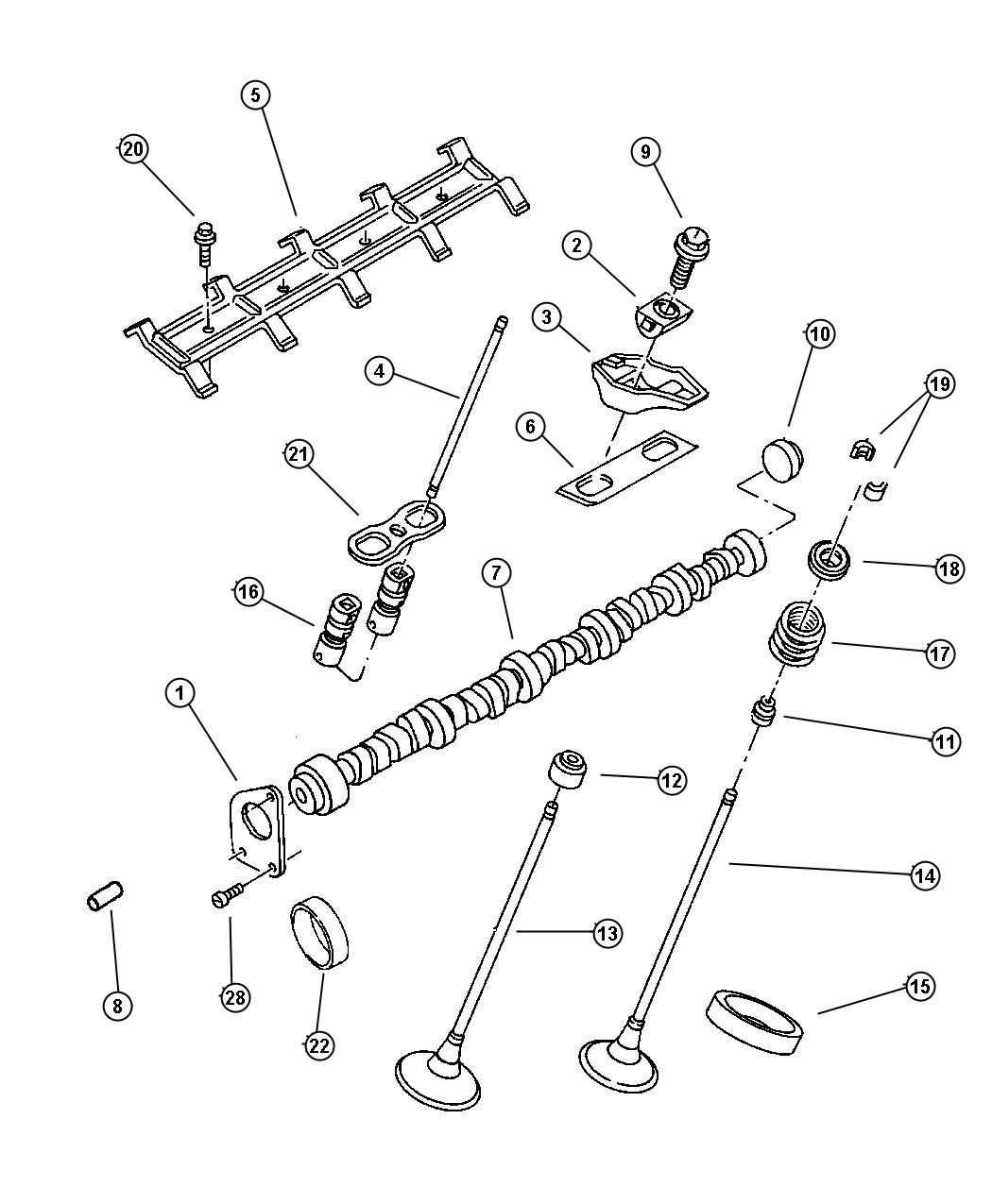 Diagram Camshaft and Valves, 8.0L (EWA). for your Dodge