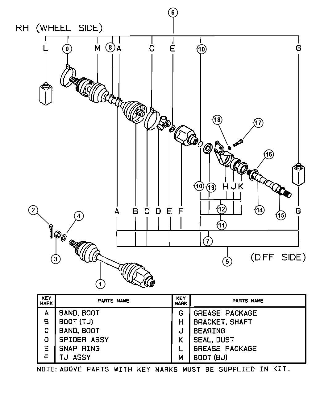 Diagram Front Axle Drive Shaft - 3.0L (Right). for your Chrysler 300 M 