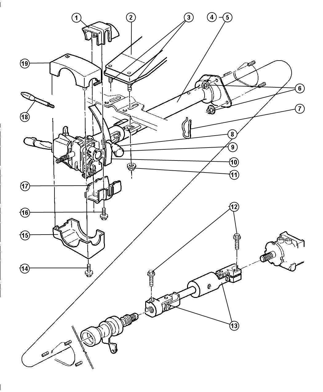 Diagram Column, Steering,Upper And Lower. for your 1999 Dodge Avenger   