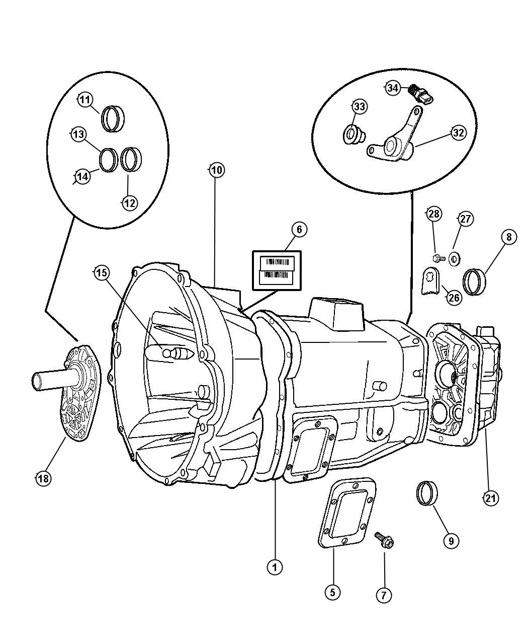 Diagram Case and Related Parts - 5600 6 Speed [TRANSMISSION - 6-SPEED HD MANUAL]. for your Dodge Ram 2500  