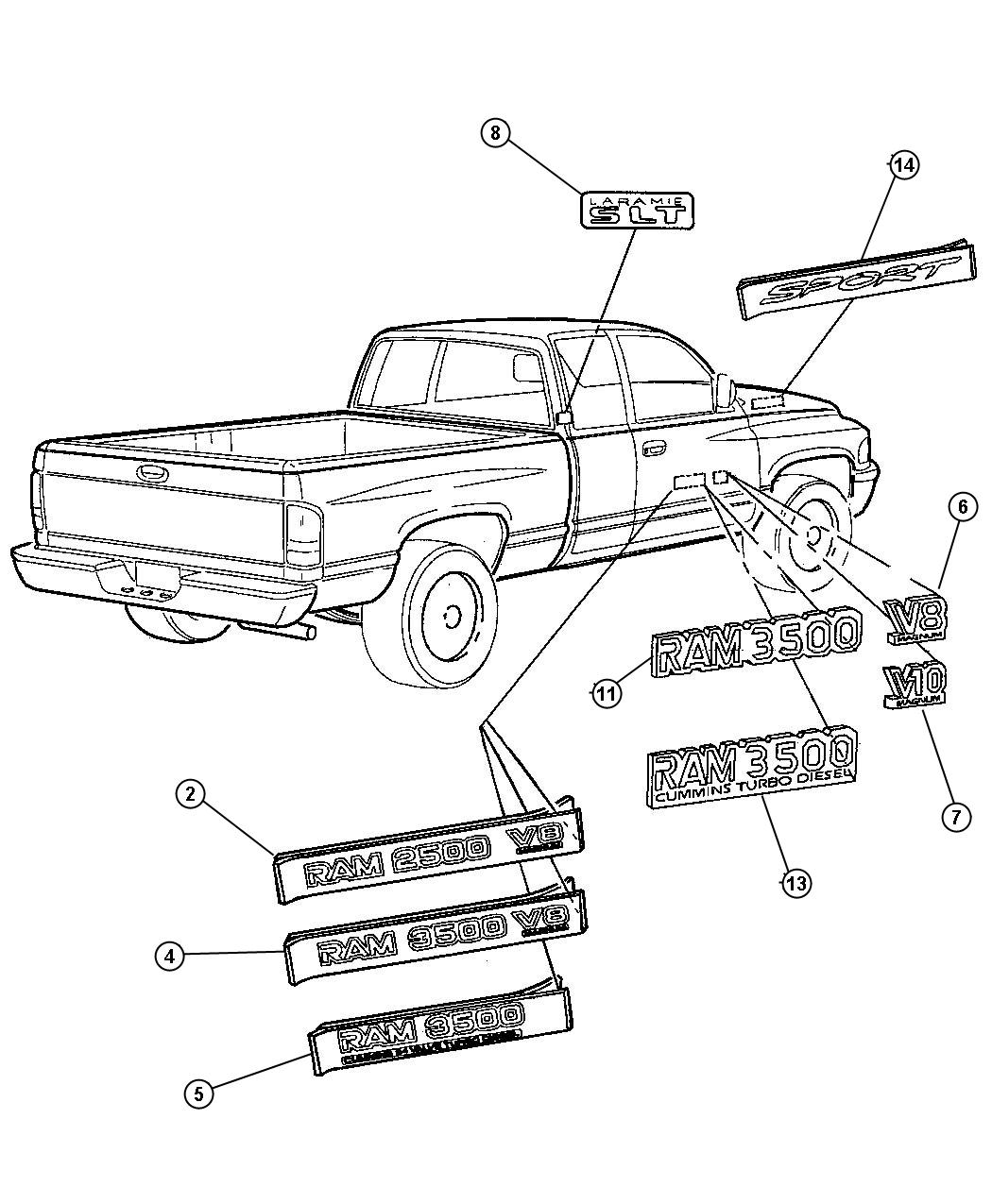 Diagram Nameplates. for your 2000 Dodge Ram 2500   