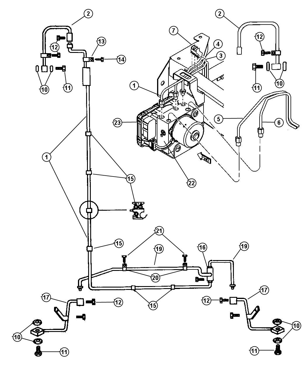 Diagram Lines And Hoses, Brake. for your Dodge Dakota  