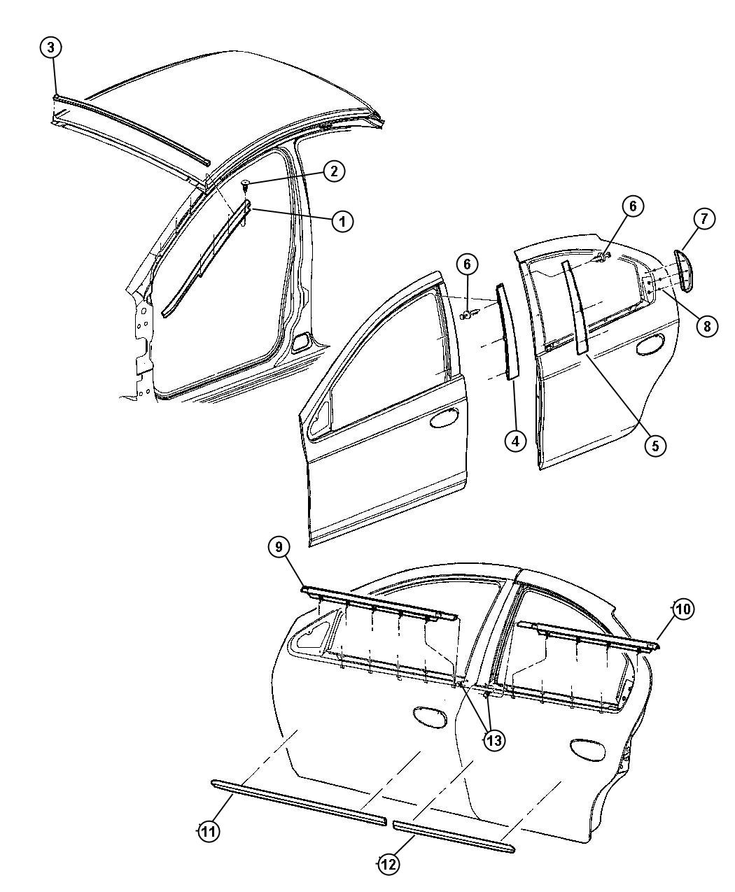 Diagram Mouldings and Ornamentation. for your 2004 Chrysler 300  M 