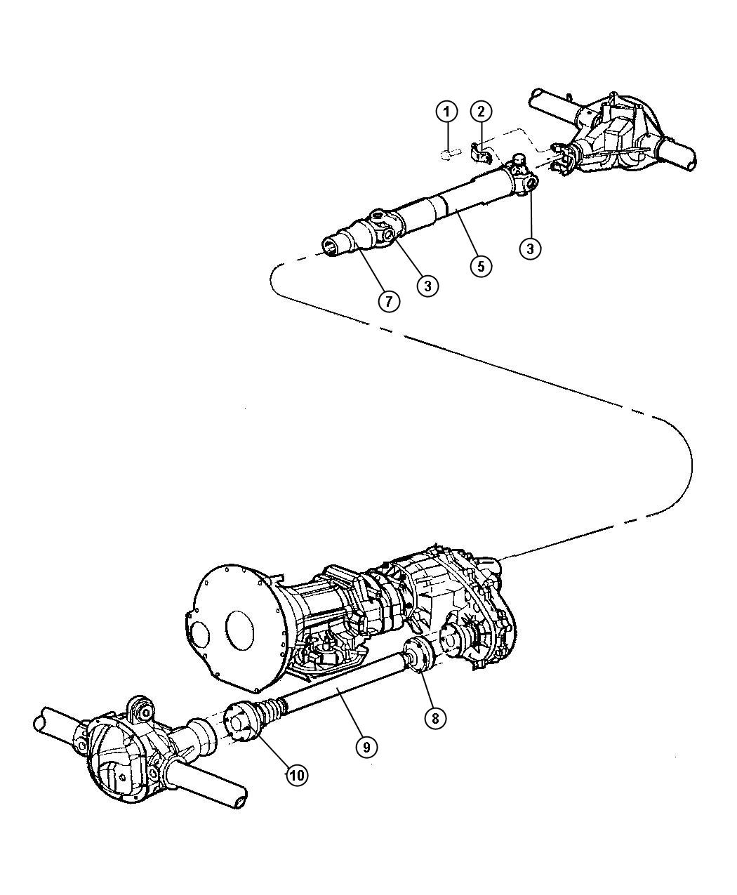 Diagram Propeller Shafts,Front and Rear. for your Jeep