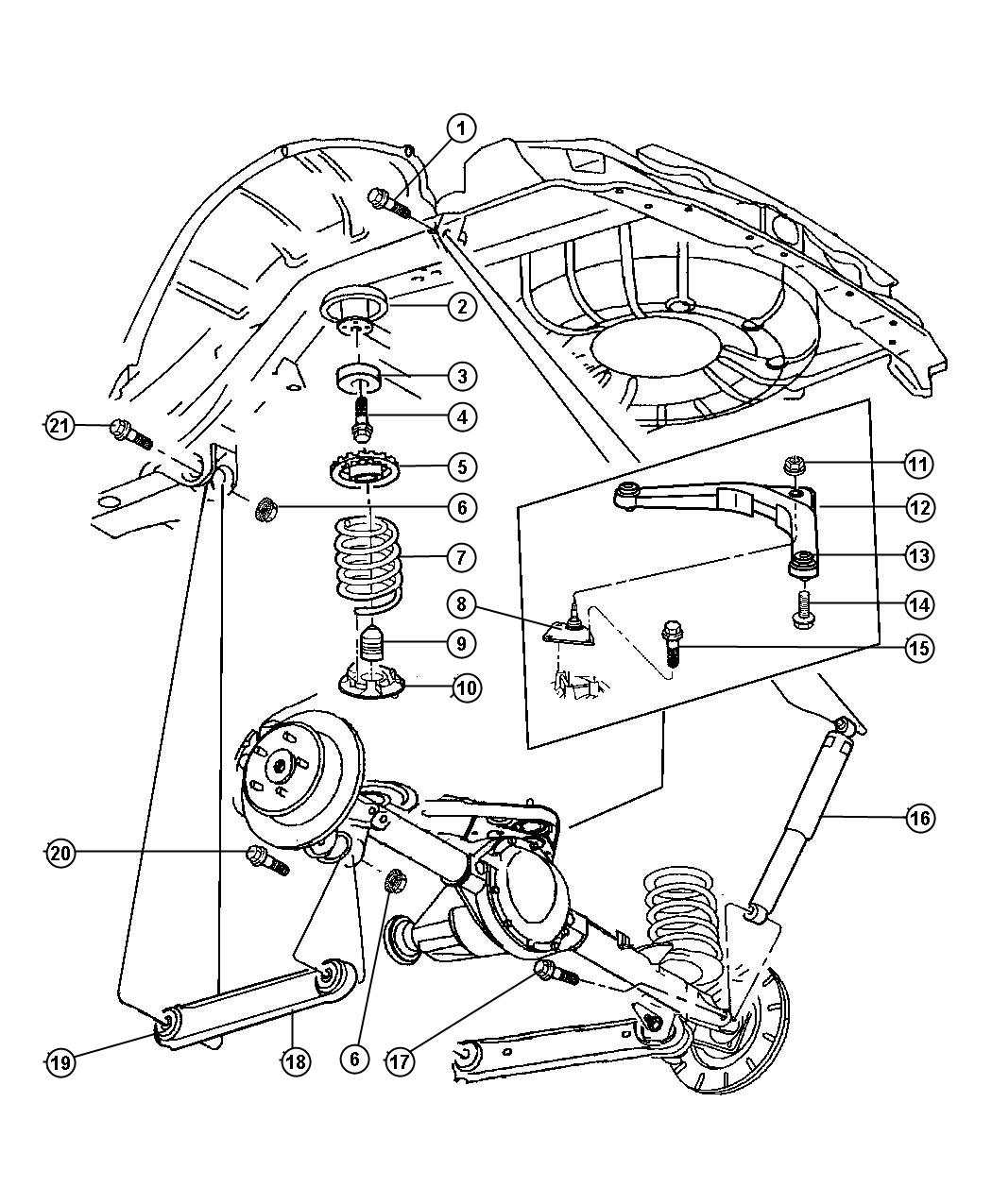 Supension,Rear,With Springs,Shocks,Control Arms. Diagram