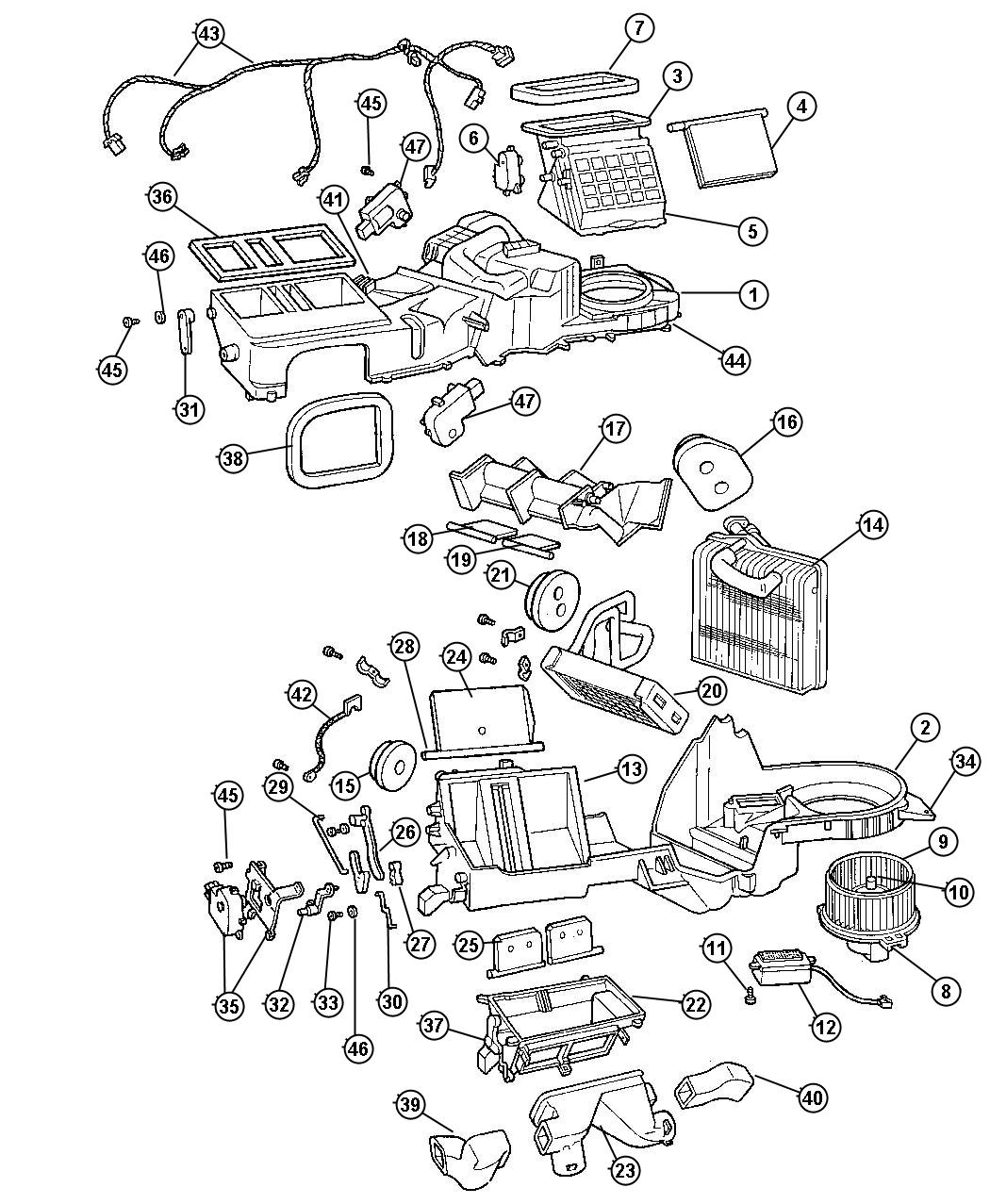 Diagram HEVAC with Auto Temp Control, LHD. for your Jeep Grand Cherokee  