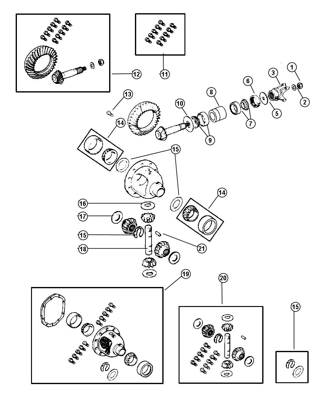 Diagram Differential, Front Axle Dana Model 44,BR 6. for your Dodge Ram 5500  