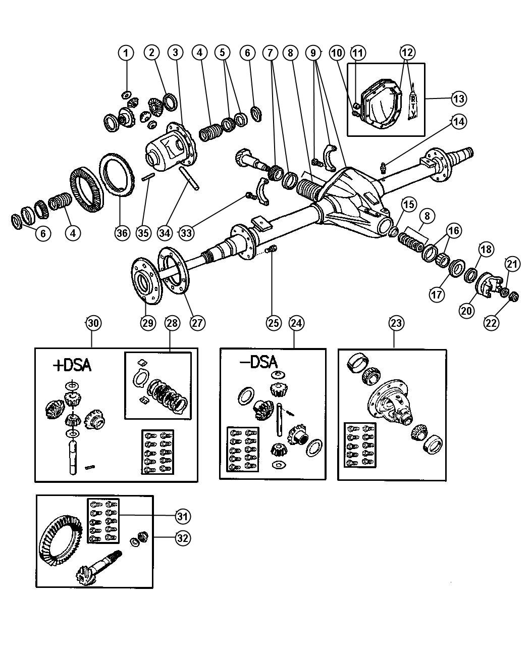 Diagram Axle,Rear,with Differential Parts,Dana Model 80,BR 2,3,7,8. for your Dodge Ram 2500  