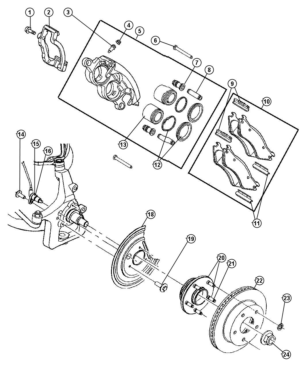 Diagram Brakes,Front,BR 1,6. for your Dodge Ram 1500  