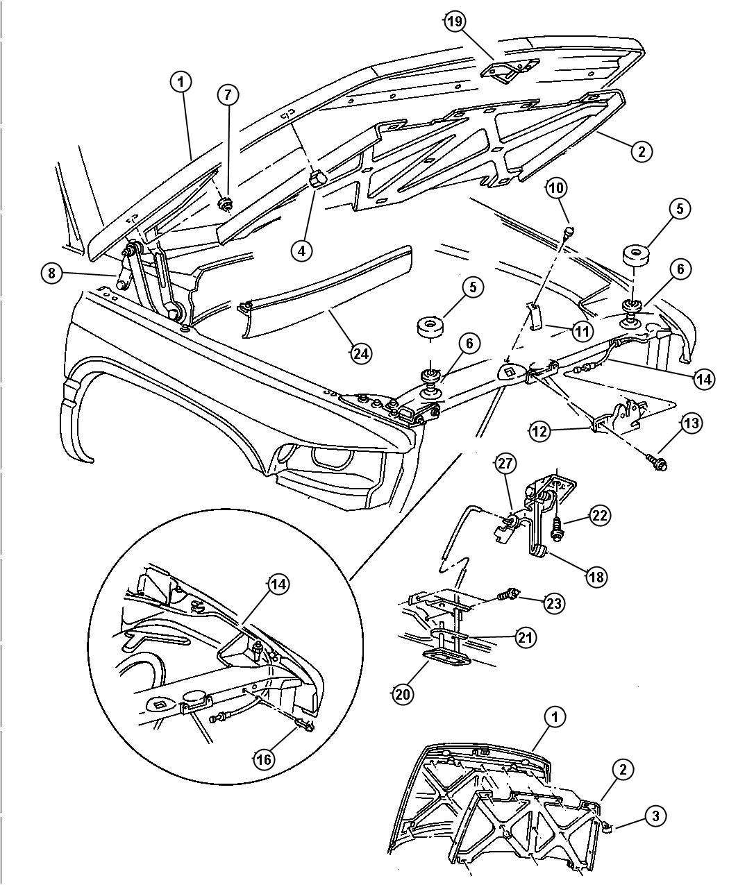 Hood And Hood Release. Diagram