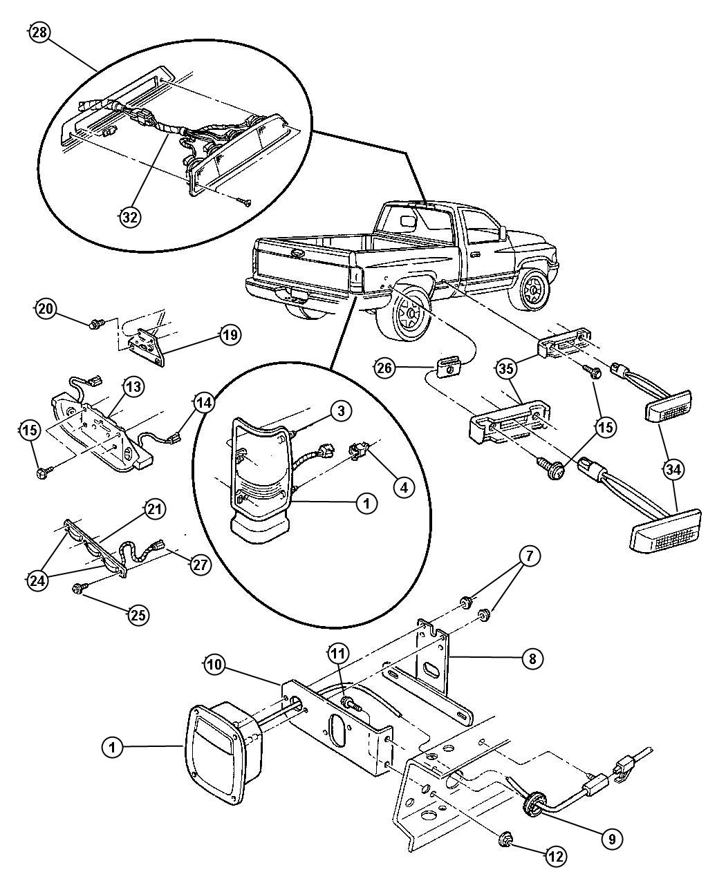 Diagram Lamps Rear. for your Dodge Ram 2500  