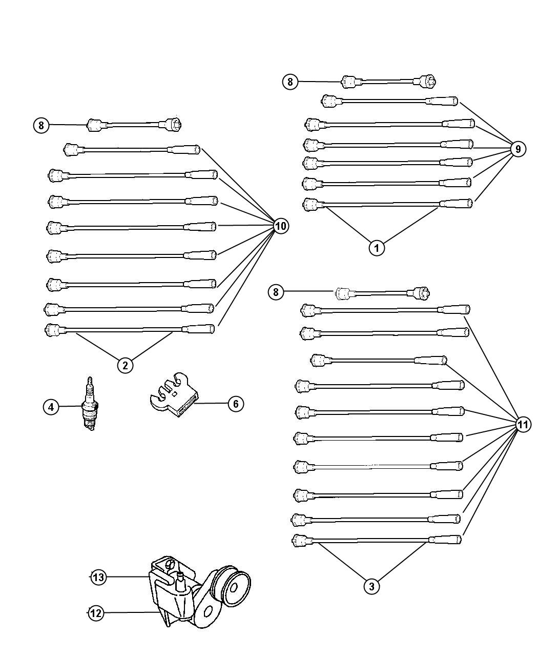 Diagram Spark Plugs--Cables--Coils. for your Dodge