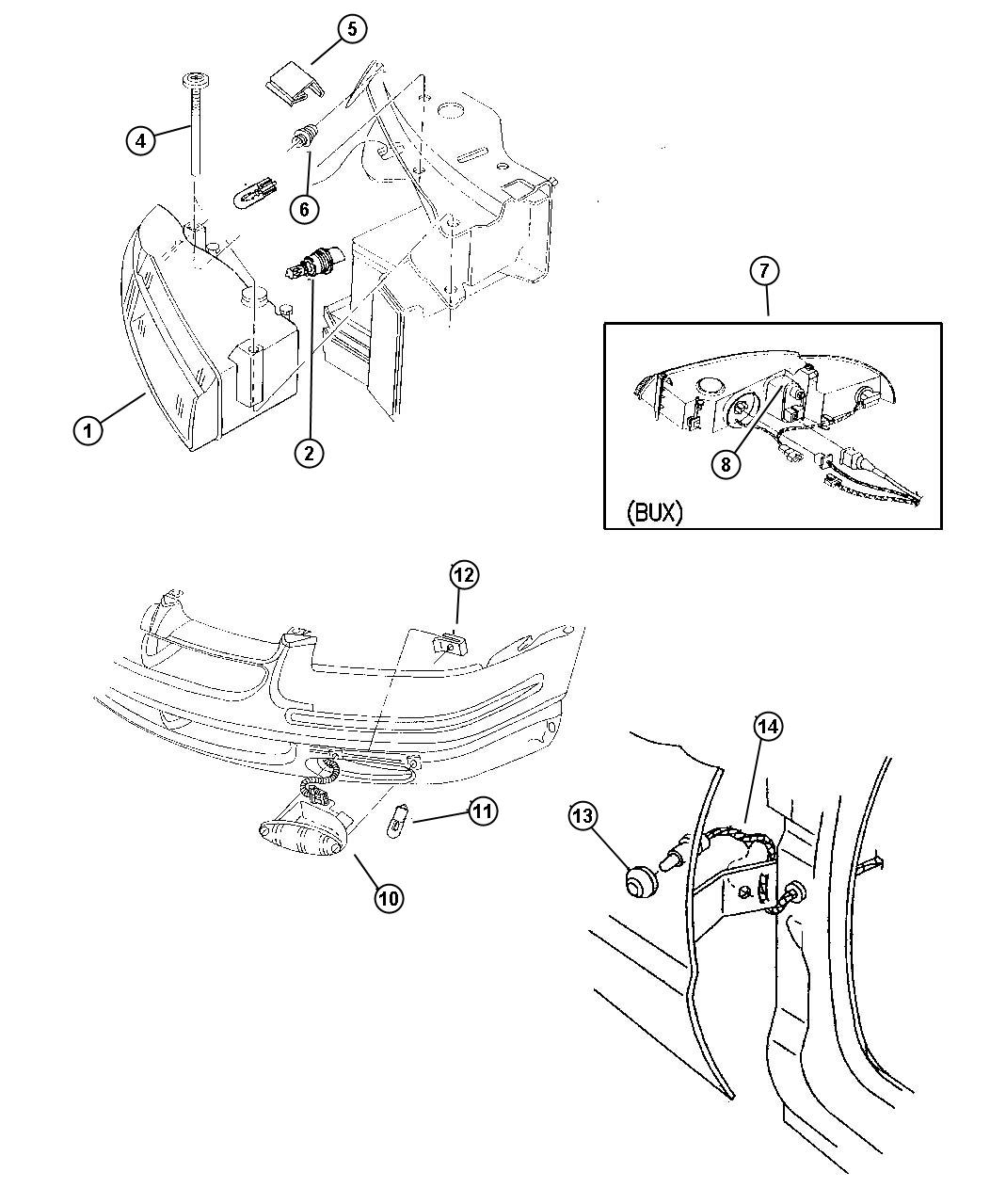 Diagram Lamps - Front. for your Dodge Stratus  