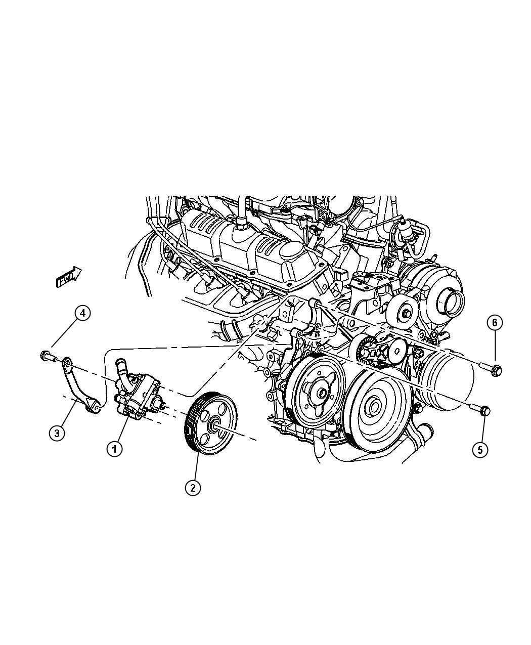 Diagram Power Steering Pump 3.3L / 3.8L Engine. for your 2014 Chrysler Town & Country   