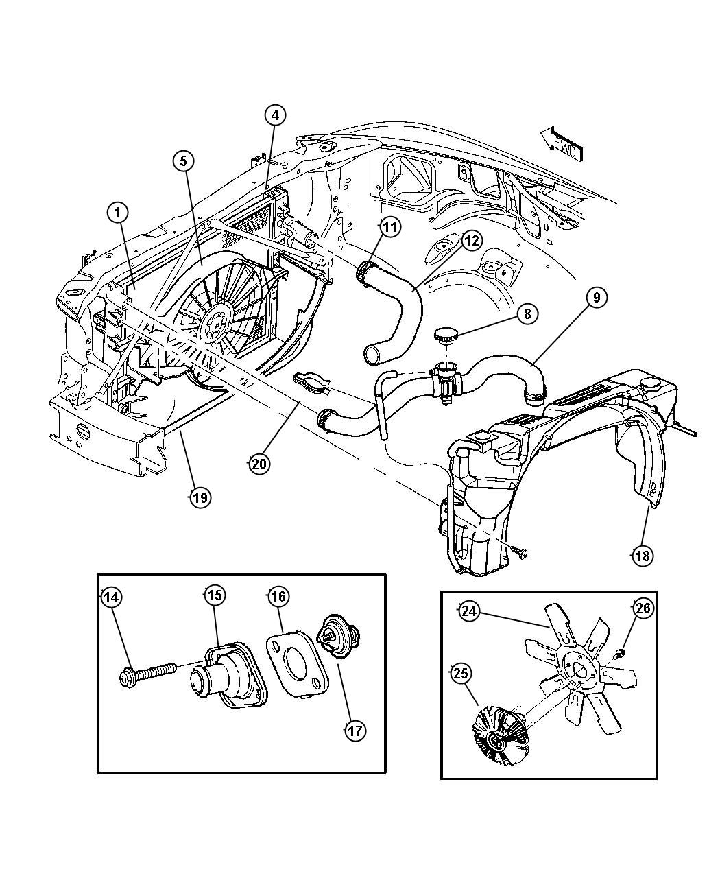 Diagram Radiator and Related Parts, ELF. for your Dodge