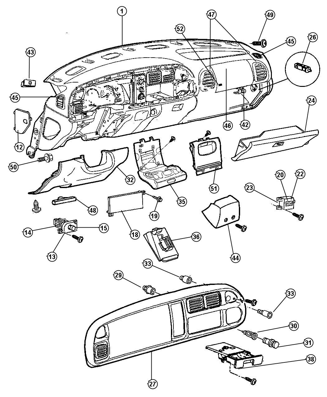 Diagram Instrument Panel. for your 1999 Dodge Dakota   