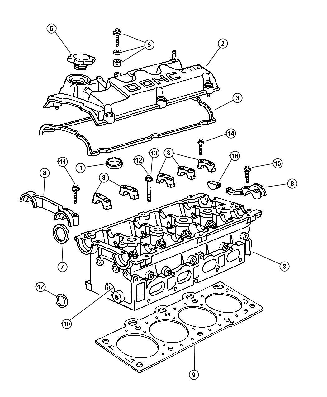 Diagram Cylinder Head 2.0L DOHC (ECC). for your 2003 Chrysler 300 M  