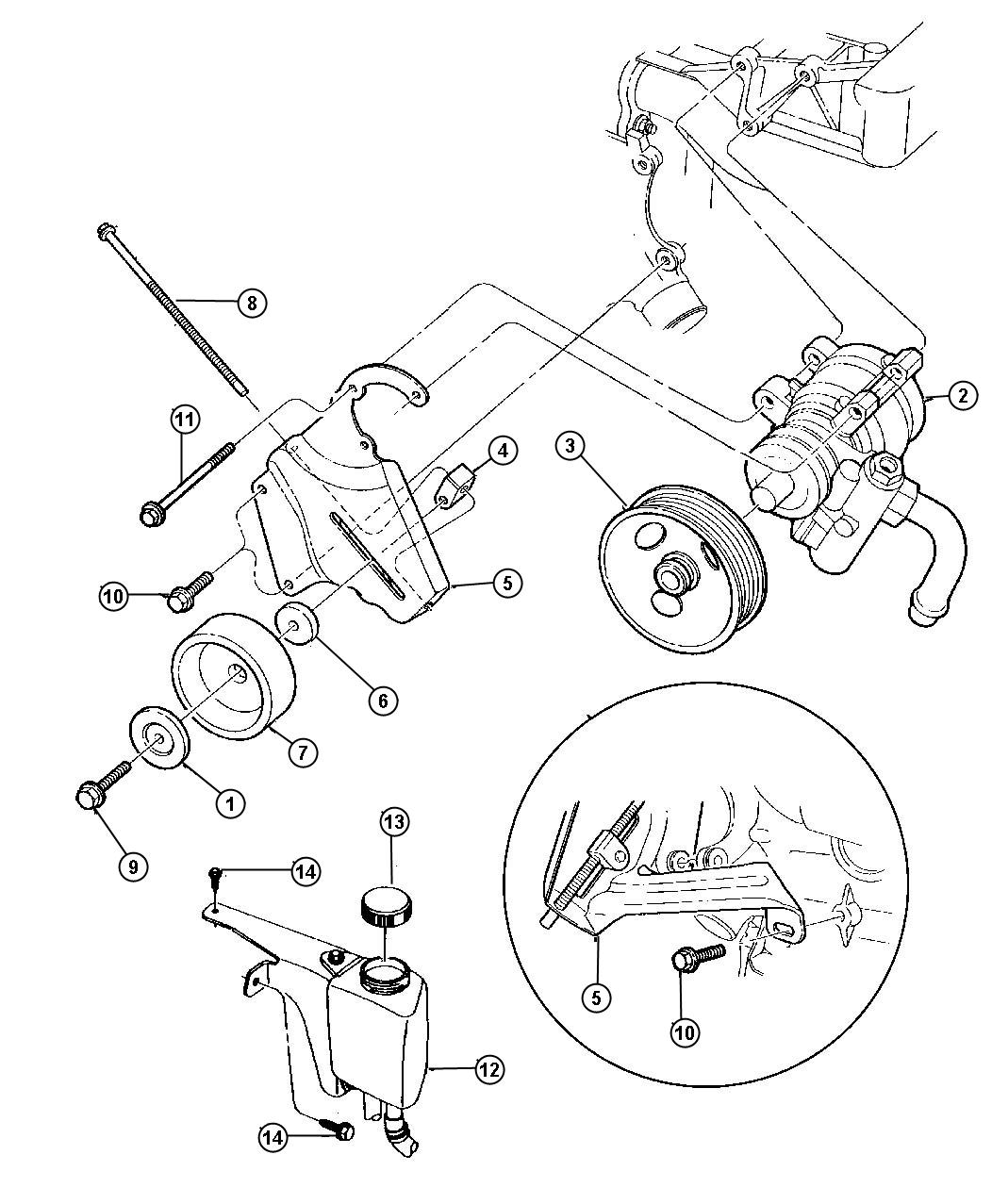 Diagram Power Steering Pump and Mountings W/2.5L Engine. for your Dodge