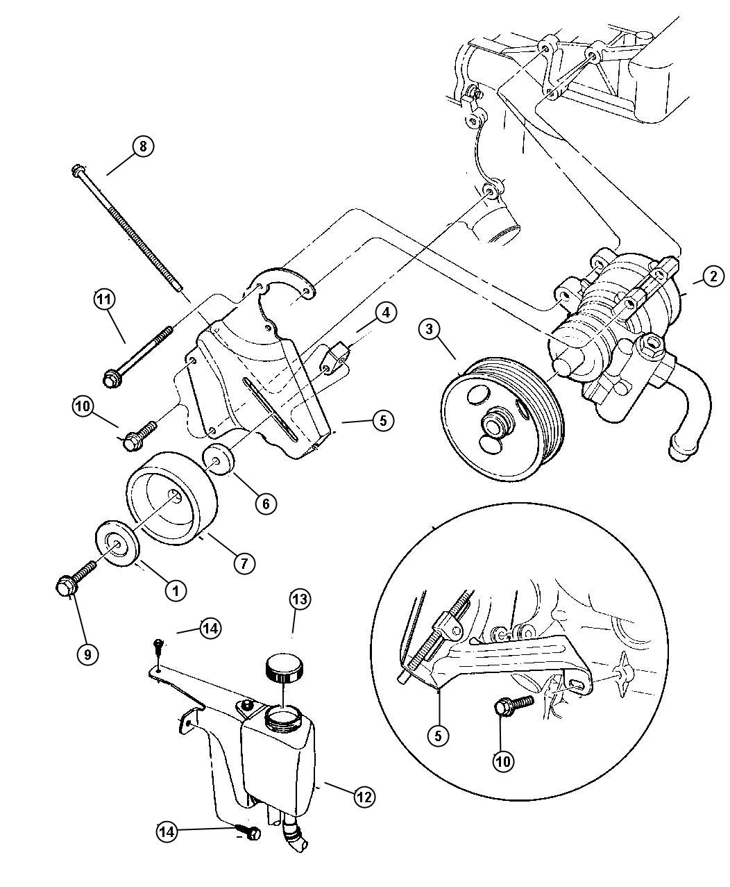 Diagram Power Steering Pump and Mountings W/2.5L Engine. for your Dodge