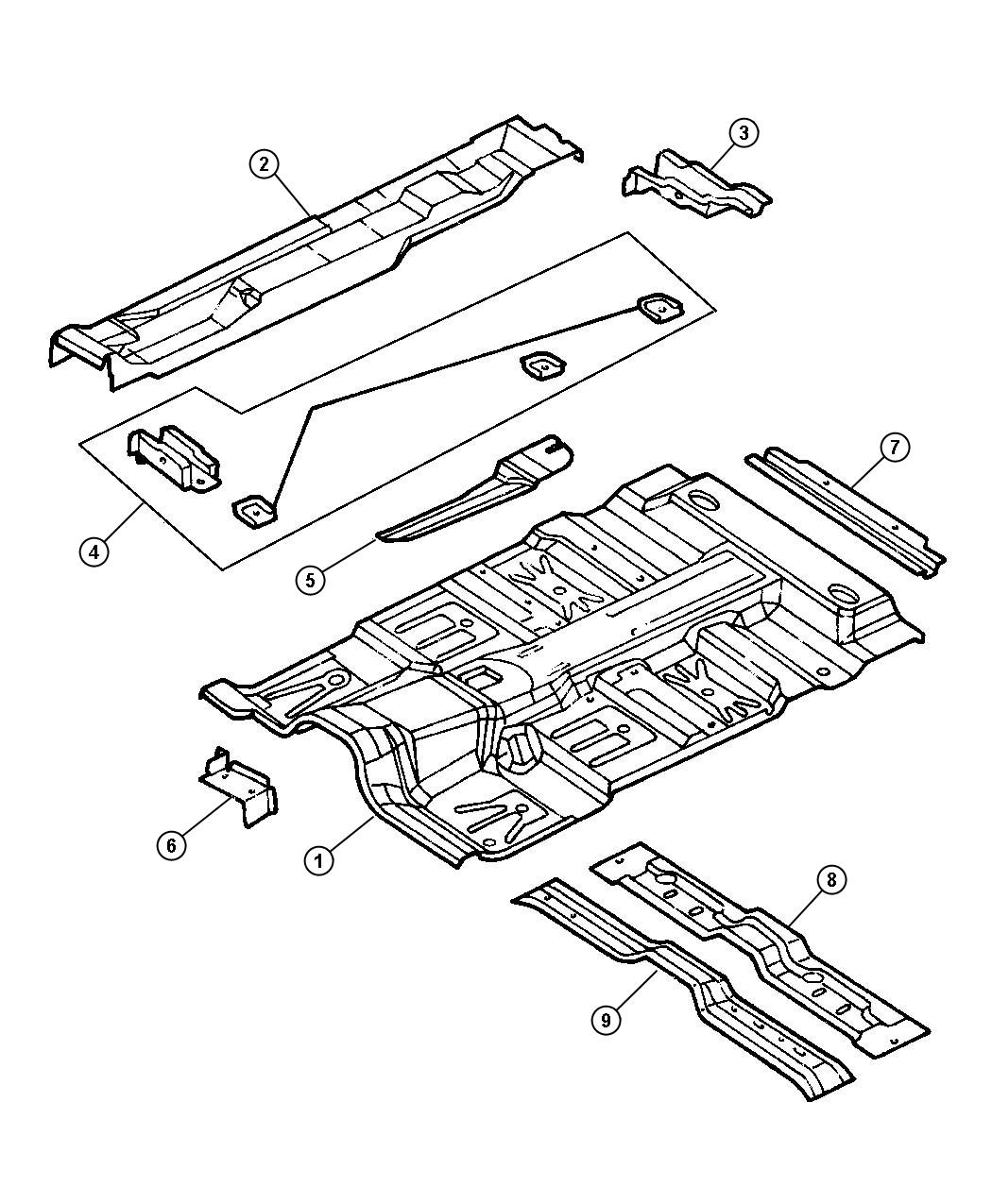 Diagram Floor Pan, Club Cab. for your Dodge