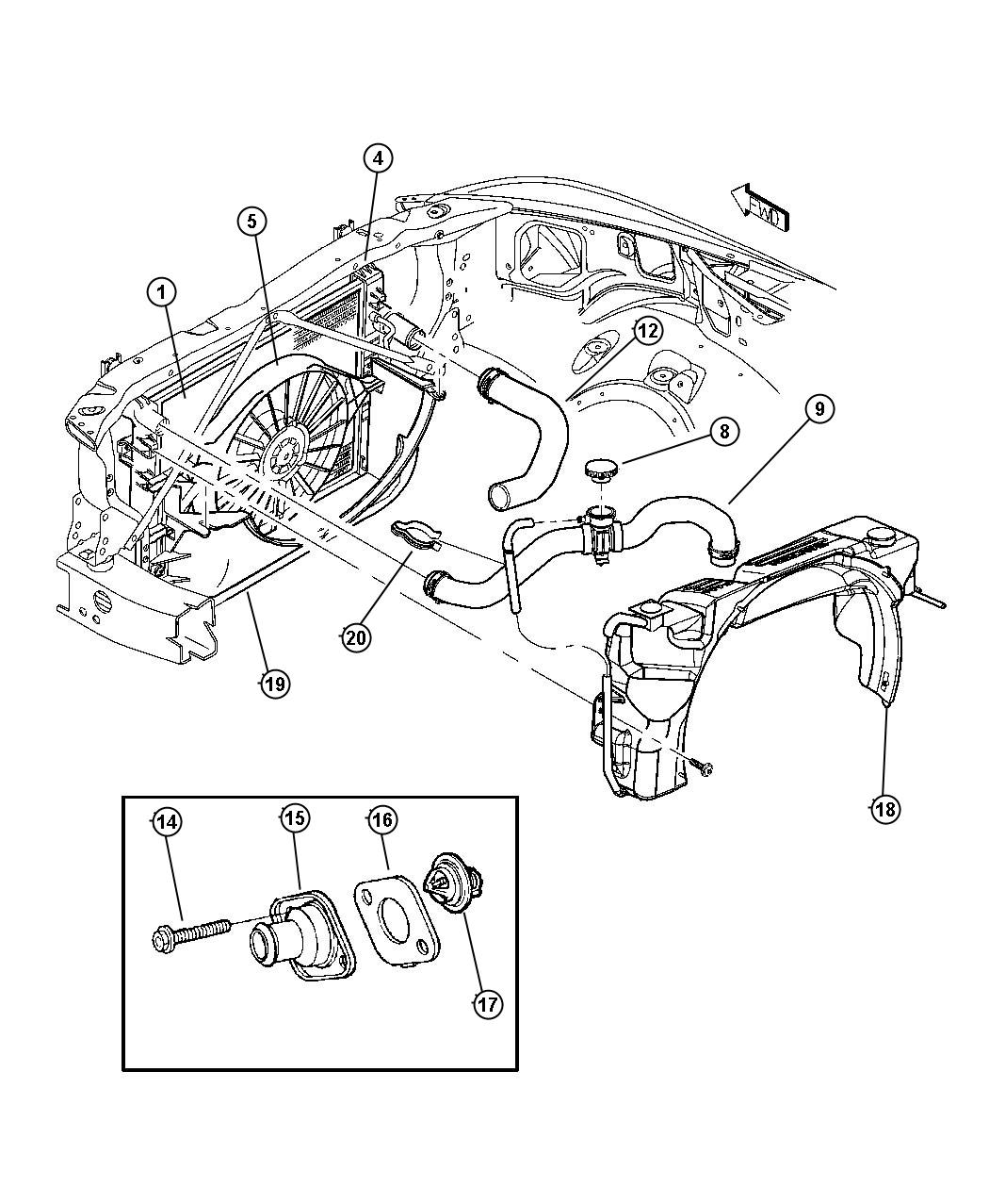 Diagram Radiator and Related Parts, EPE. for your Dodge