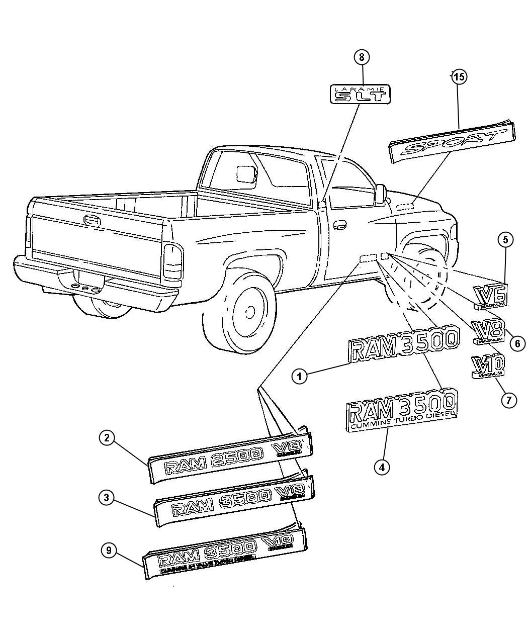 Diagram Nameplates. for your 2000 Dodge Ram 2500   