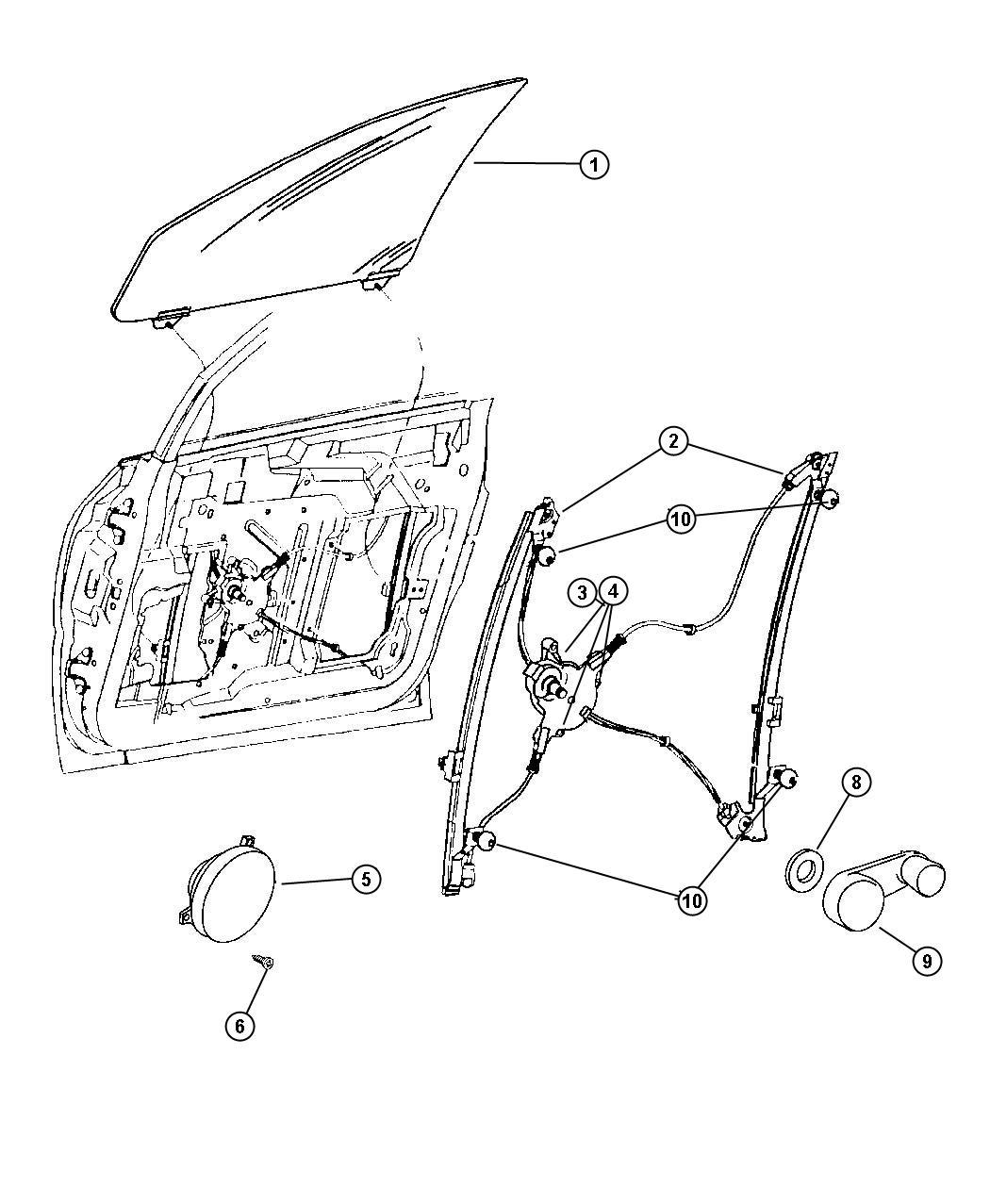 Diagram Door, Front. for your 2001 Dodge Grand Caravan EX 3.8L V6 