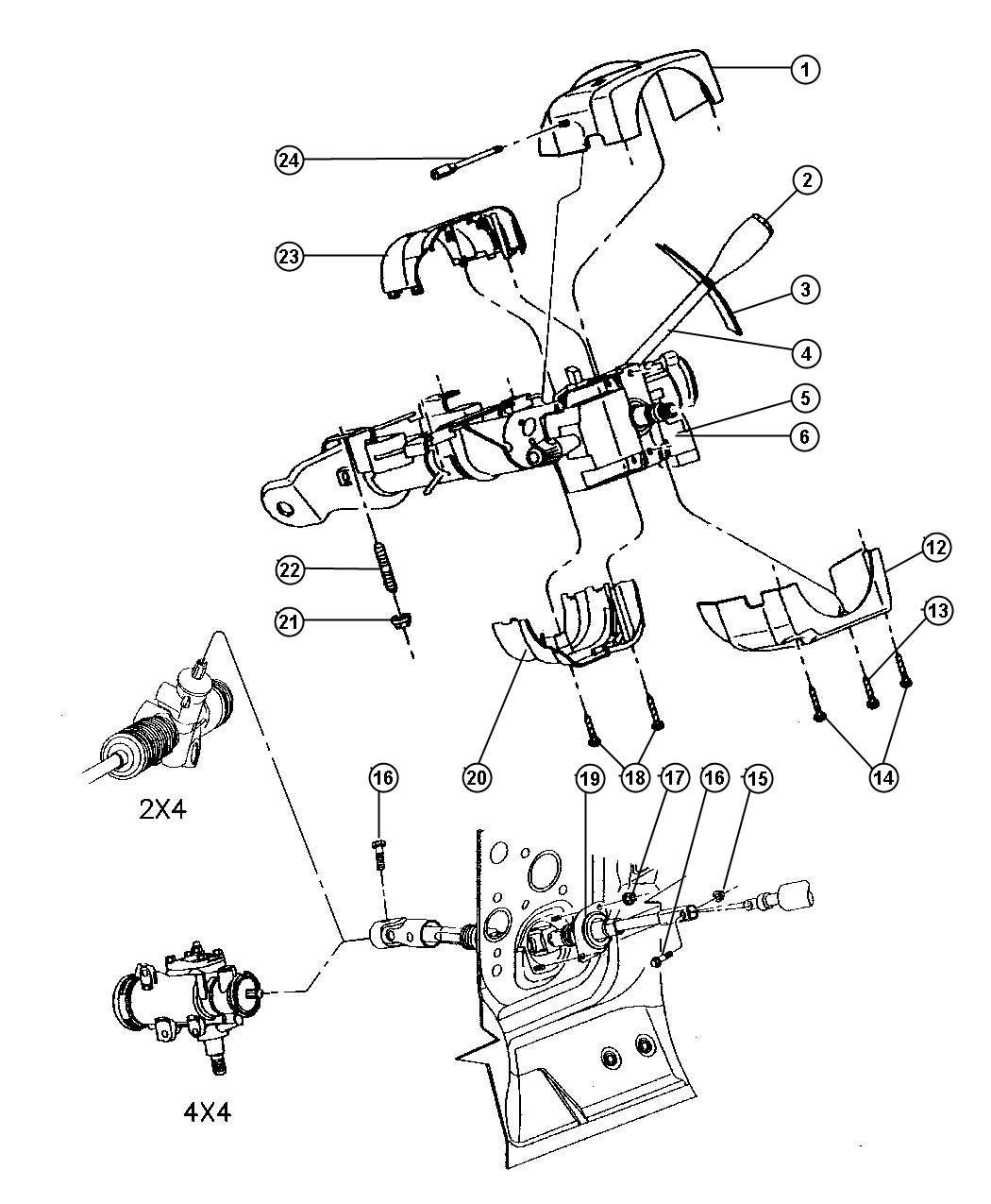 Diagram Column,Steering,Upper and Lower. for your 1999 Dodge Avenger   