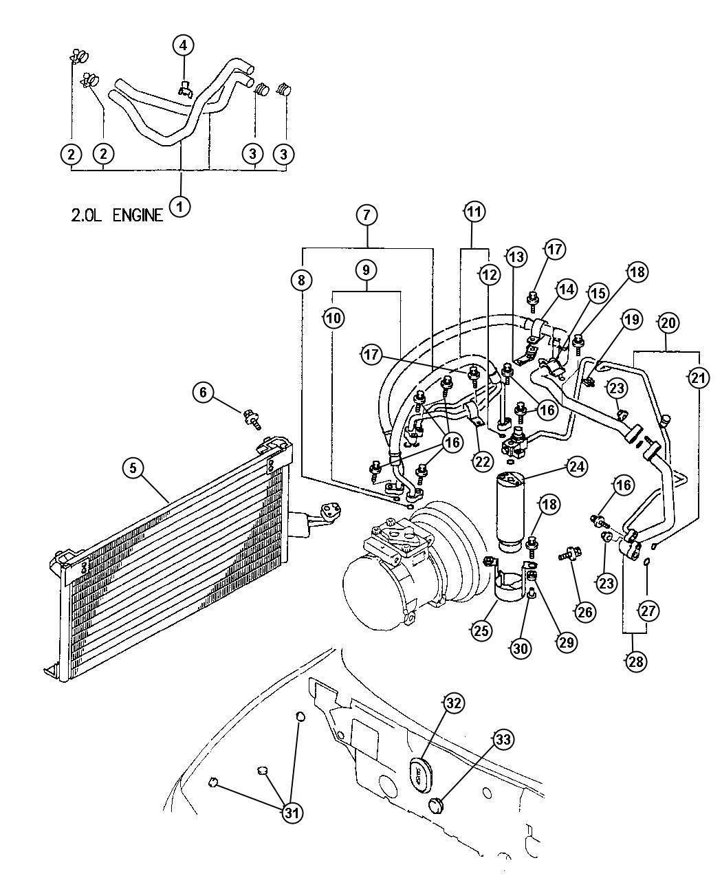 Condenser, Plumbing and Hoses. Diagram