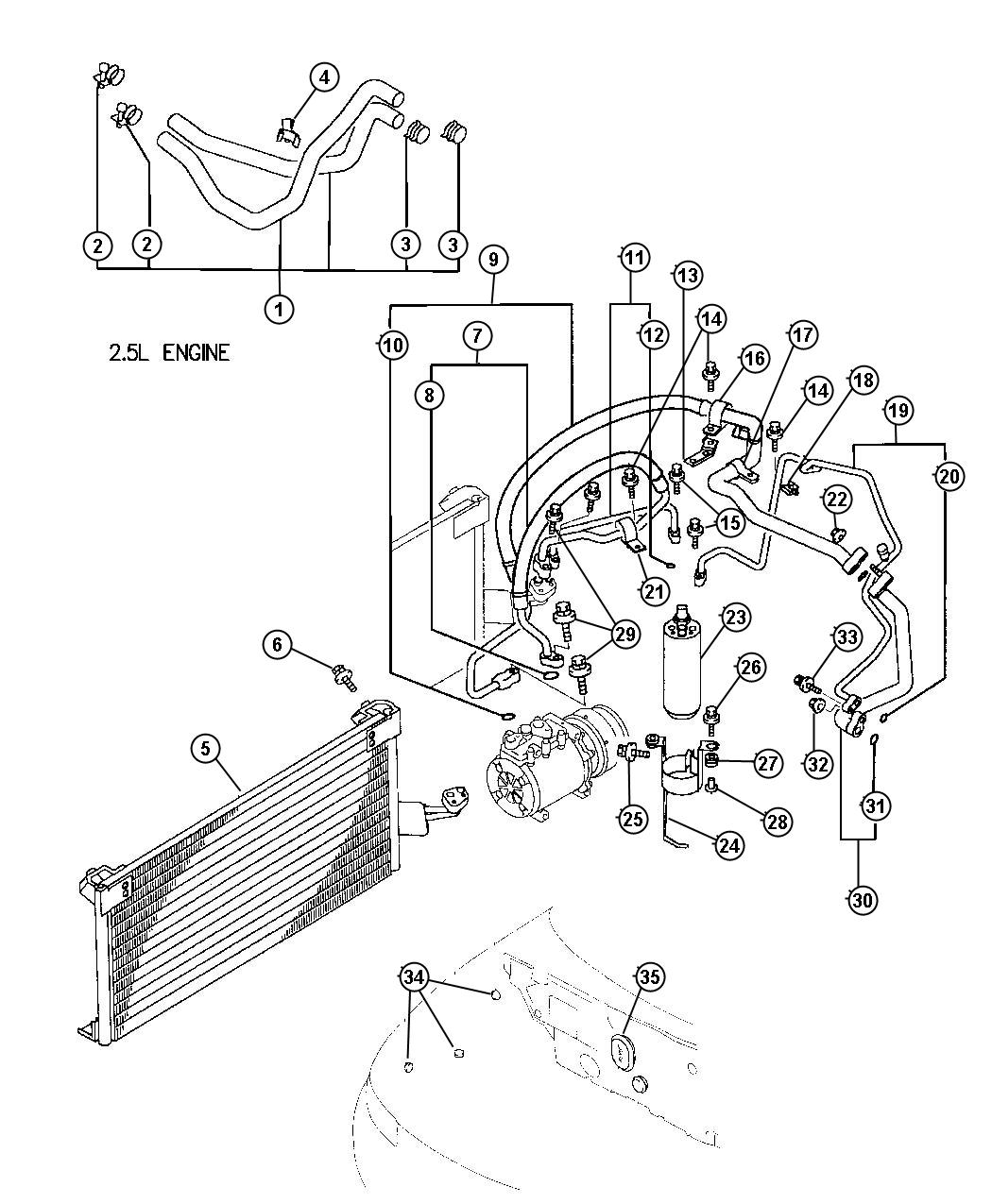 Diagram Condenser, Plumbing and Hoses. for your Chrysler 300  M